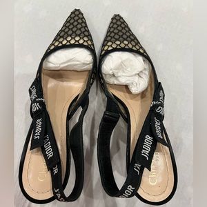 Christian Dior j’adior mesh embroidered slingback pumps